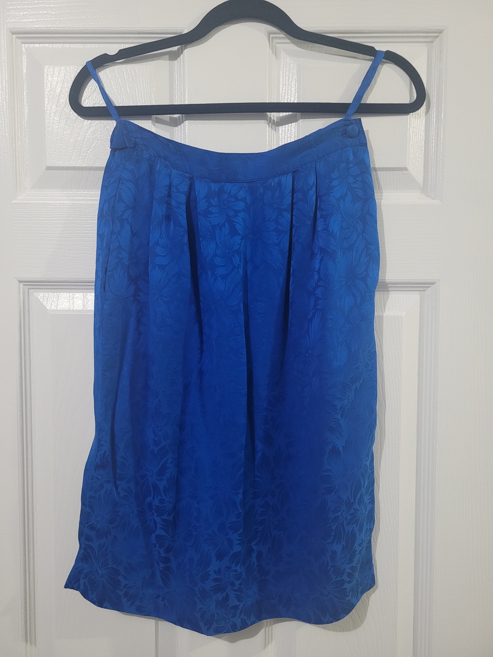Vintage 100% Silk Blue Floral Skirt